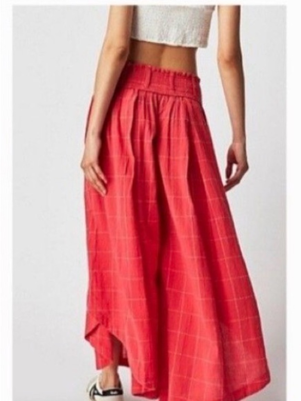 Free People Lunar Cove Window Pane Plaid Extreme Wide Leg Slit Pants / Skirt XS - Picture 2 of 6